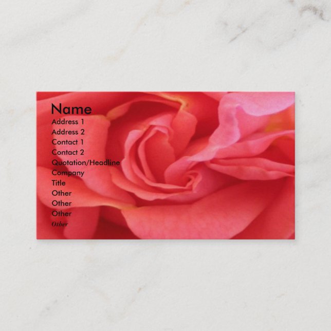 Carte De Visite NOVINO - Rose rouge (Devant)