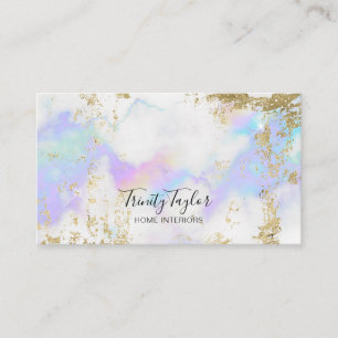Carte De Visite Nuages arc-en-ciel holographiques et fausse feuill