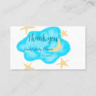 Carte De Visite Nuages étoilés de lune aquarelle baby shower ajout
