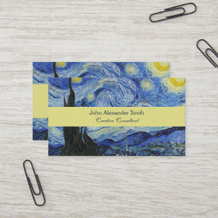 Carte De Visite Nuit étoilée de Van Gogh ciel bleu tourbillonnant 