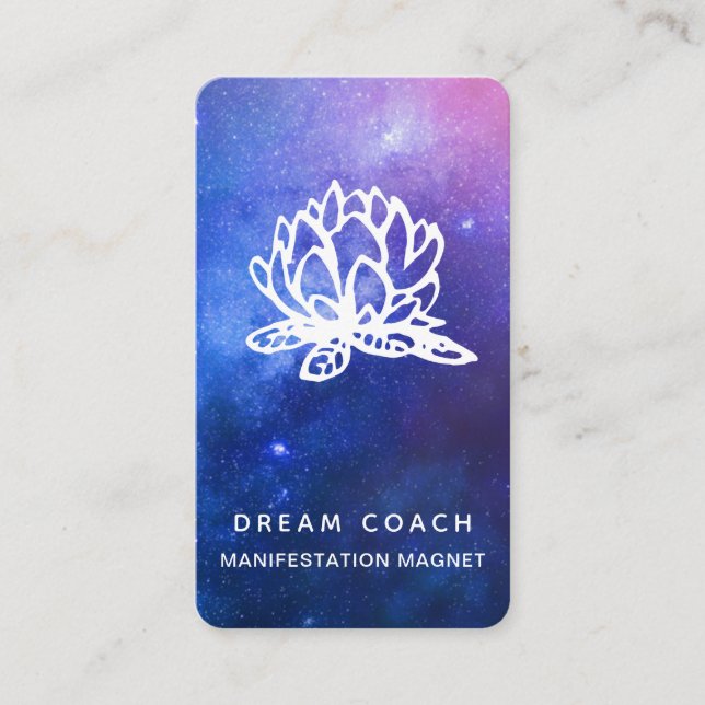 Carte De Visite *~ Nuit QR Galaxie céleste Sky Lotus Floral (Devant)