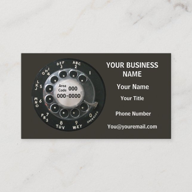 Carte De Visite Numéro de téléphone Rotary noir (Devant)