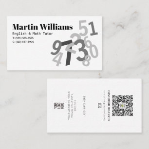 Carte De Visite Numéros aléatoires Math Tutor enseignant école à d