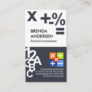 Carte De Visite Numéros créatifs Symboles financiers