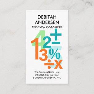 Carte De Visite Numéros financiers créatifs colorés