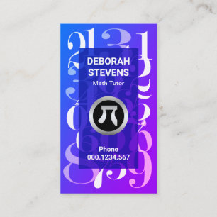 Carte De Visite Numéros mathématiques bleu luminescent Math Tuto