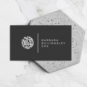 Carte De Visite Numéros modernes Logo comptable gris foncé