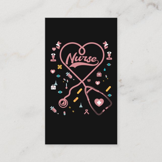 Carte De Visite Nurse Stethoscope Nursing Love Medical RN (Devant)
