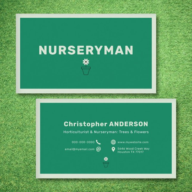 Carte De Visite Nurseryman - Minimalist (Nurseryman - Minimalist Business Card)