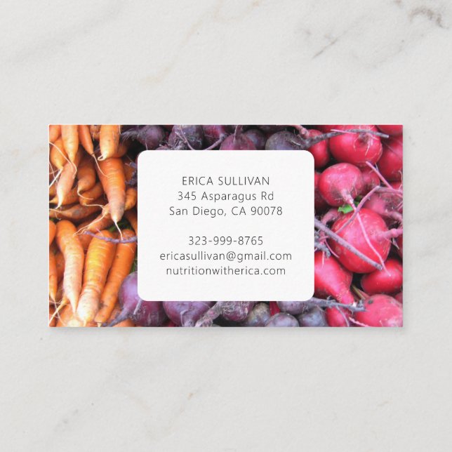 Carte De Visite Nutriist Health Coach Chef Root Légumes Photo (Dos)