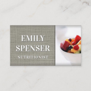 Carte de visite nutritionniste de lin gris simple
