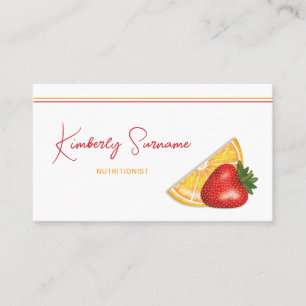 Carte De Visite Nutritionniste des Fruits de Fraise et d'Orange