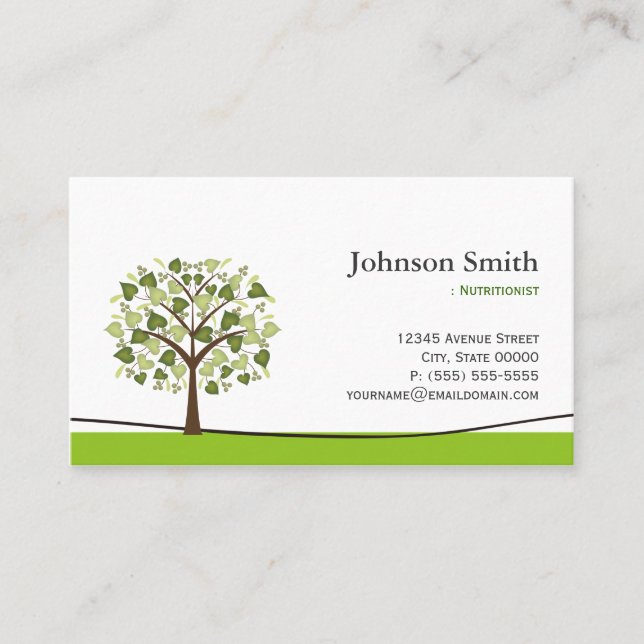 Carte De Visite Nutritionniste diététique - Elegant Wish Tree (Devant)