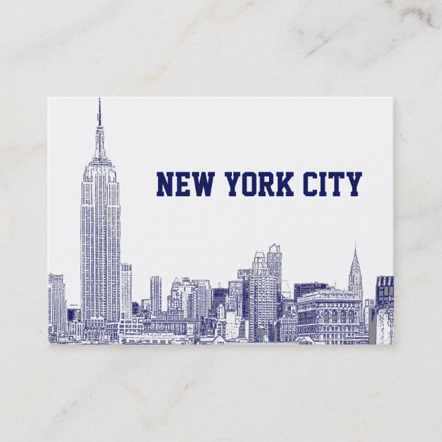 Carte De Visite NYC Skyline Etched 01 Blue (Devant)