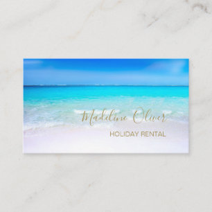 Carte De Visite Ocean Beach Sea Location de vacances Gold Blue élé