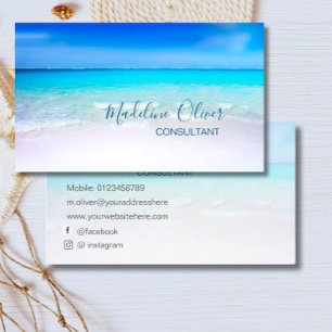 Carte De Visite Ocean Beach Sea Social Media Travel Aqua Blue