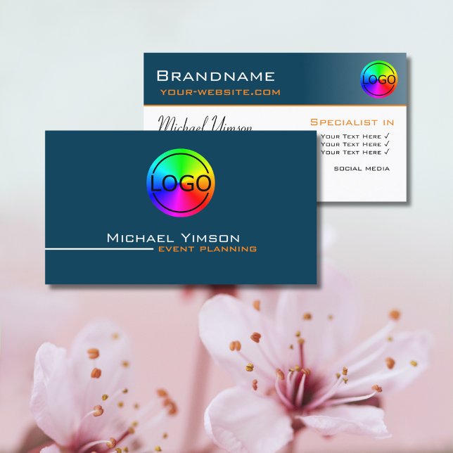 Carte De Visite Océan bleu et blanc simple avec logo professionnel (Créateur téléchargé)