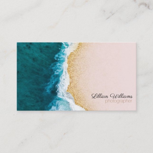 Carte De Visite Océan Nautique Turquoise Waves Gold Parties scinti (Devant)