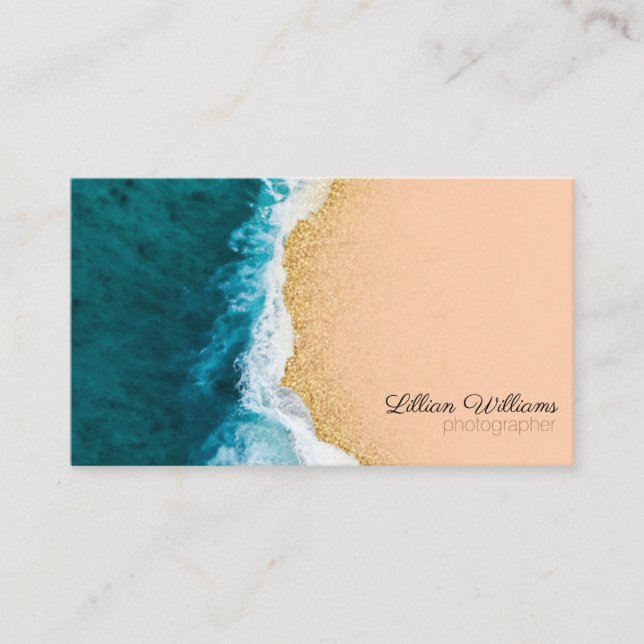 Carte De Visite Océan Nautique Vagues Turquoises Gold Parties scin (Devant)