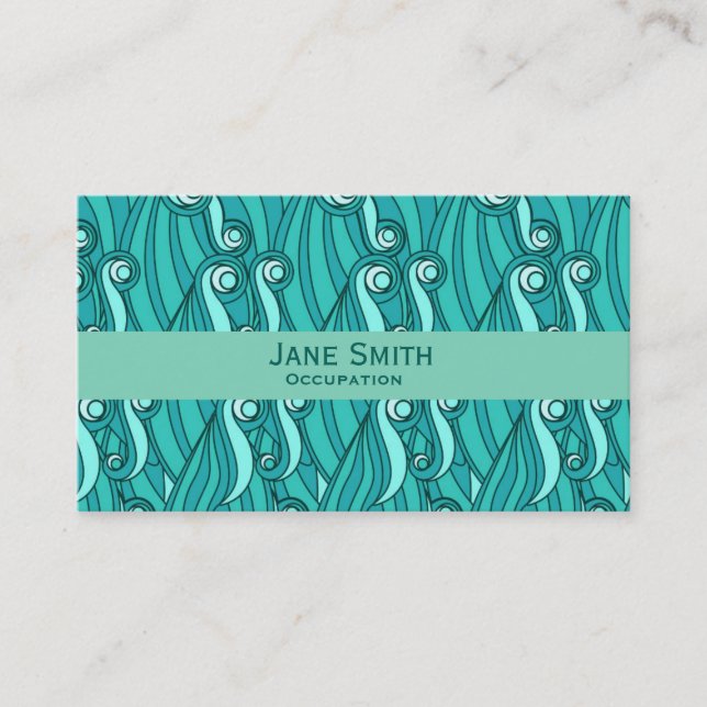 Carte De Visite Océan vagues aqua bleu motif moderne tendance (Devant)