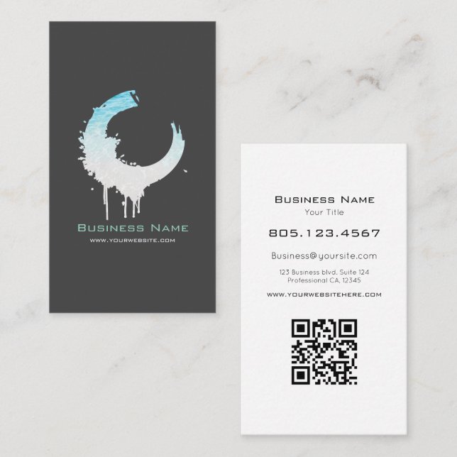 Carte De Visite Ocean Water & White Sand Swirl • Custom Editable (Devant / Derrière)
