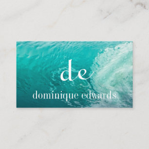 Carte De Visite Ocean Wave Blue Moderne Monogramme élégant