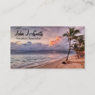 Carte De Visite Ocean Waves Sandy Beach Sunset