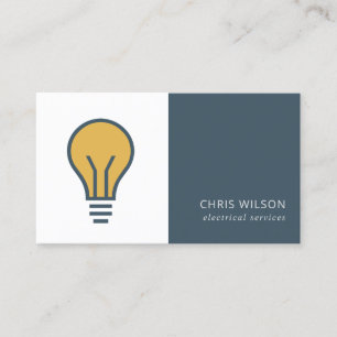 CARTE DE VISITE OCHRE NAVY GRAY ÉLECTRICIEN ÉLECTRICIEN BULB ÉL