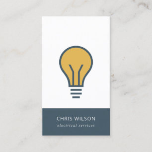 CARTE DE VISITE OCHRE NAVY GRAY ÉLECTRICIEN ÉLECTRICIEN BULB ÉL