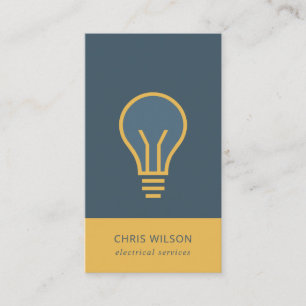 CARTE DE VISITE OCHRE NAVY GRAY ÉLECTRICIEN ÉLECTRICIEN BULB ÉL