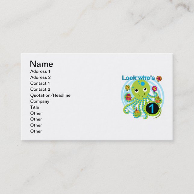 Carte De Visite Octopus 1er Anniversaire T-shirts et cadeaux (Devant)