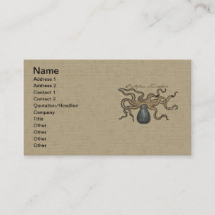 Carte De Visite Octopus Kraken Illustration Vintage