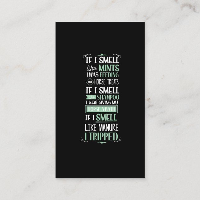 Carte De Visite Odeur de cheval Cheval Cheval Équitation Humour éq (Devant)
