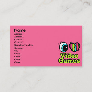 Carte De Visite Œil brillant cœur j'aime jeux vidéo