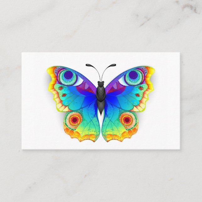 Carte De Visite Oeil de paon arc-en-ciel (Devant)