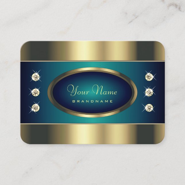 Carte De Visite OEil d'or et Turquoise avec Faux Rhinestones (Devant)