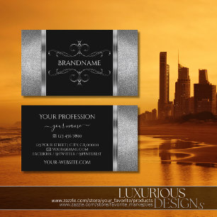 Carte De Visite Oeil qui frappe Parties scintillant d'argent noir 