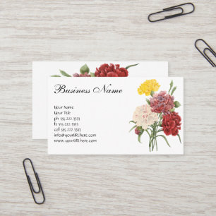 Carte De Visite Oeillets vintages Dianthus Garden Flowers Redoute