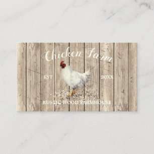 Carte De Visite Œuf de Ferme en Bois Rustique Poulet