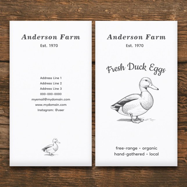 Carte De Visite OEufs de canard frais simples verticaux (Simple Fresh Farm Duck Eggs Vertical Business Card)
