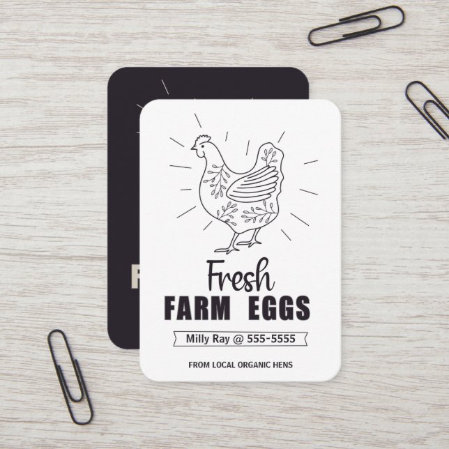 Carte De Visite Oeufs de poulet frais à la ferme (Devant/Arrière en situation)