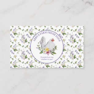 Carte De Visite Oeufs frais de ferme Lavande de poulet Floral