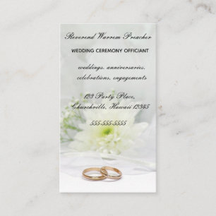 Carte De Visite Officier de Mariage à anneaux et à fleurs modifiab