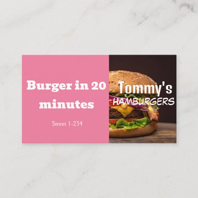 Carte De Visite Offre de remise de livraison de hamburger (Devant)