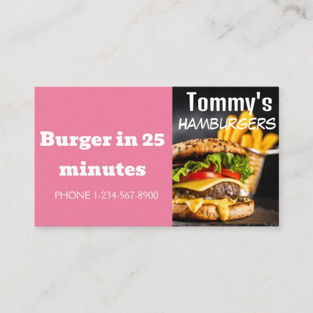 Carte De Visite Offre de remise de livraison de hamburger (Devant)