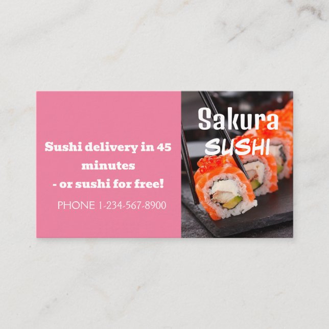 Carte De Visite Offre de remise de livraison de sushi (Devant)