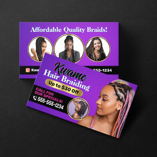 Carte De Visite Offre Spéciale Service de Tressage de Cheveux Afri