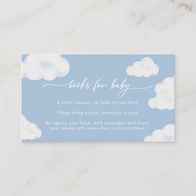 Carte De Visite Oh Baby Blue Cloud Baby shower Livres pour bébé (Devant)