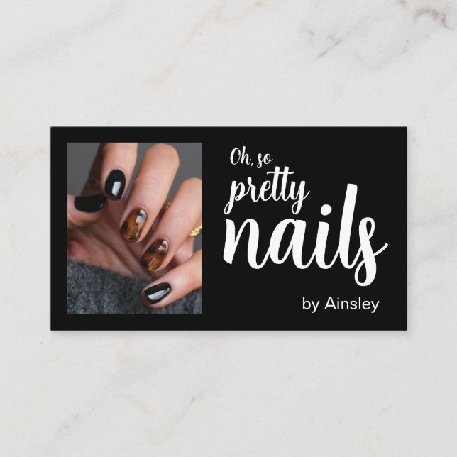Carte De Visite Oh So Pretty Nail Artist Script Photo (Devant)