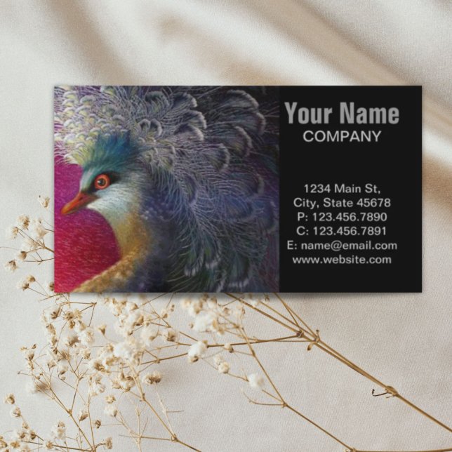 Carte De Visite Oiseau baroque français coloré Broderie Phoenix (Colorful french baroque bird Embroidery Phoenix Business Card)